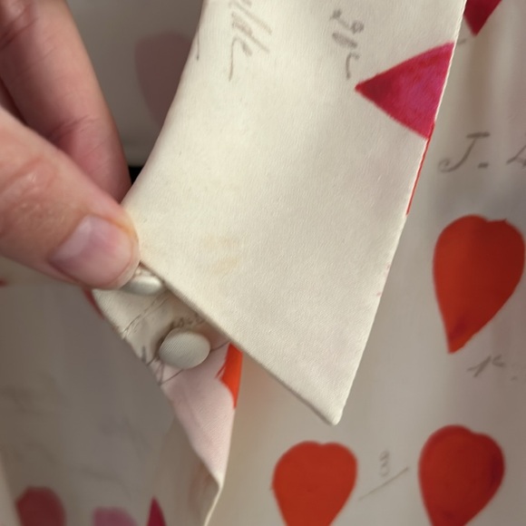 ALEXANDER MCQUEEN Printed heart pattern silk pajamas-style shirt - Picture 3 of 6